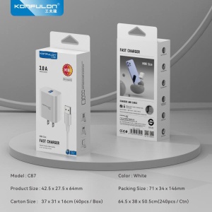 Kucni punjac KONFULON C87, 3A, 15W, sa iPhone lightning kablom white - Img 4