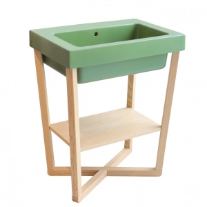 Lavabo sa postoljem COLAVENE ALAQUA verde bamboo mat 70x50 - Img 2