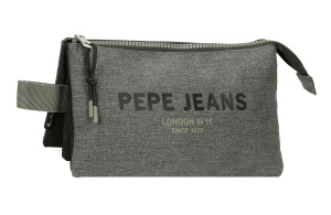 PEPE JEANS EDEMON prazna pernica sa 3 pregrade - siva