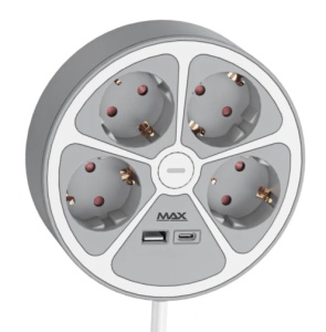Produžni kabl sa prenaponskom zaštitom sa 4 utičnice MAX MPS-04UG-3M/3m/USB portovi - Img 1