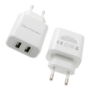 Зарядное устройство для дома KONFULON C18+S32A, 2xUSB, 2.1A с кабелем Lightning для iPhone, белое, 1 м - Img 2