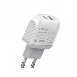 Зарядное устройство LDNIO A2316C, PD 20 Вт, QC3.0 18 Вт, с кабелем Lightning для iPhone, белое - Img 2