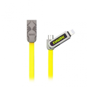 Кабель для передачи данных REMAX Armor RC-067t для iPhone Lightning/micro USB желтый - Img 2