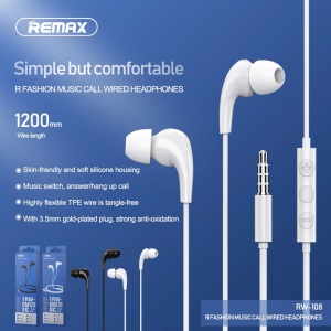 Проводные наушники REMAX RW-108 3,5 мм, белые - Img 2