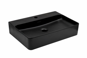 Раковина накладная MINOTTI 600x425x135 с отверстием для смесителя, матово-черная