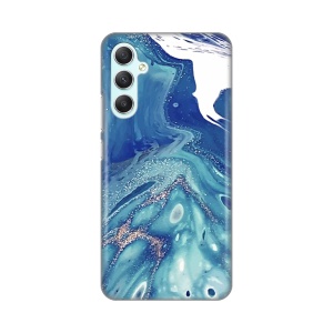 Силиконовый чехол с принтом для Samsung A346B Galaxy A34 5G, синий мрамор