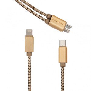 Data kabl LDNIO LC86 za iPhone lightning/micro 2u1 USB zlatni 1m - Img 3