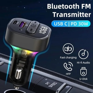 FM Transmiter i punjač Kettz Yare Bluetooth/QC3.1/Type-C PD30W/LED - Img 2