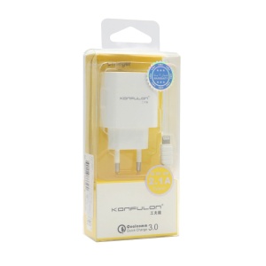 Kucni punjac KONFULON C27, QC 3.0, 2.1A sa iPhone lightning kablom beli - Img 3