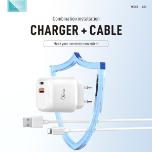 Kucni punjac KONFULON JK82 + PX14 PD 20W, QC 18W, sa kablom USB na Lightning beli - Img 3