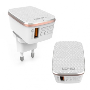Kucni punjac LDNIO A1204Q Quick Charge 3.0 USB 5V 2.4A sa micro USB kablom beli - Img 2