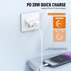 Kucni punjac LDNIO A1209C PD, 20W sa Type C na iPhone lightning kablom beli - Img 3