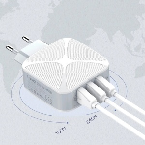 Kucni punjac LDNIO A3310Q 3xUSB, QC3.0 18W, 30W (total) sa micro USB kablom - Img 2