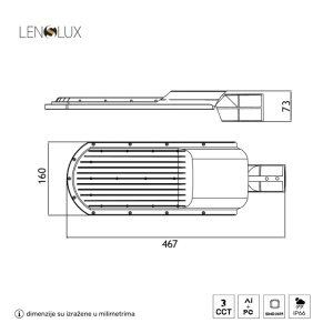 LED ULICNA SVETILJKA GN-SL316-50W CCT 6500lm IP66 - Img 3