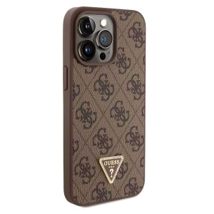 Maska Guess Hc PU Leather 4G Triangle Strass za iPhone 15 Pro Max 6.7 braon (GUHCP15XP4TDPW) - Img 3