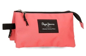 PEPE JEANS ARIS prazna pernica sa 3 pregrade - koralna