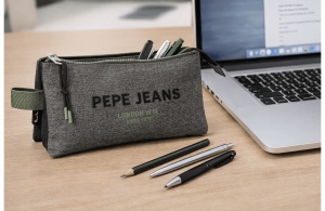 PEPE JEANS EDEMON prazna pernica sa 3 pregrade - siva - Img 6