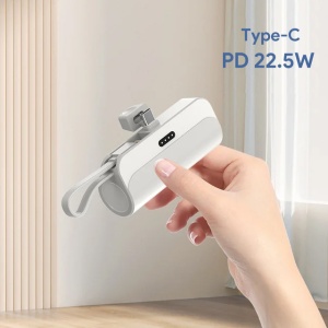 Power bank prenosiva baterija privezak 5000mAh Type C bela - Img 1