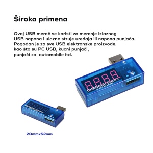 USB tester napajanja sa LED prikazom ugaoni - Img 2