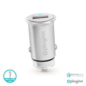 Автомобильное зарядное устройство Pluginn PI-20 QC 3.0, 3A, 18 Вт, с кабелем Micro USB, серебристое