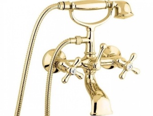 Двухрычажный смеситель для ванны EMMEVI DECO gold с душевым гарнитуром - Img 2