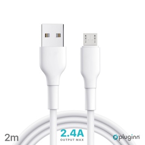 Кабель для передачи данных Pluginn PI-AmB 2.4A USB - micro USB, белый, 2 м