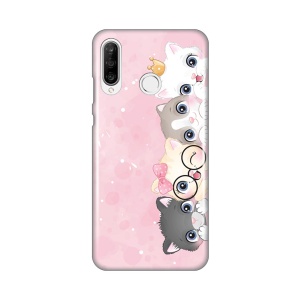 Силиконовый чехол с принтом для Huawei P30 Lite с розовыми котами