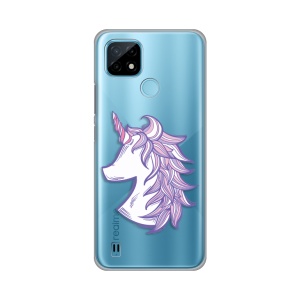 Силиконовый чехол с принтом для Realme C21 Purple Unicorn