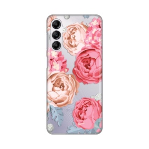 Силиконовый чехол с принтом для Samsung A145R Galaxy A14 4G с розовым цветком