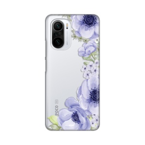 Силиконовый чехол с принтом для Xiaomi Poco F3/Mi 11i, синие розы