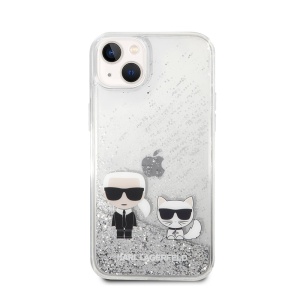 Чехол Karl Lagerfeld HC Liquid Glitter Karl&Choupette для iPhone 14 Plus 6.7, серебристый (KLHCP14MGKCS) - Img 2