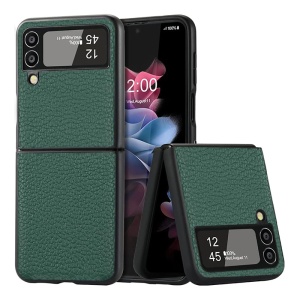 Элегантный кожаный чехол для Samsung F721B Galaxy Z Flip 4 5G темно-зеленый