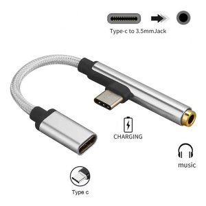 Adapter za slusalice i punjenje Type C sivi - Img 2