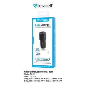 Auto punjac Teracell Evolution TC-11 PD 22.5W + USB QC3.0 20W, 45W (total) crni - Img 3