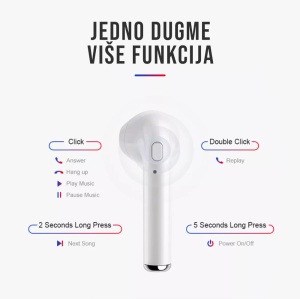 Bluetooth slusalice Airpods i7s TWS crvene HQ - Img 3