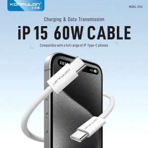 Data kabl KONFULON DC61 PD 60W Super Fast Charge za iPhone 15 Type C na Type C beli 1m - Img 1