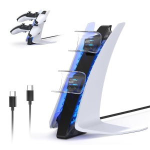 Dobe TP5-0557 stalak-punjac za dva gamepada sa osvetljenjem PS5 beli - Img 1
