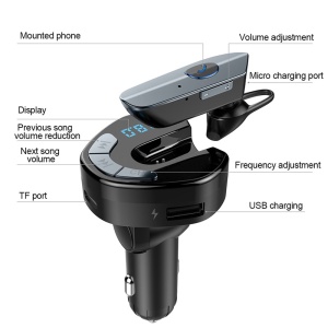 FM transmiter V8 USB TF Bluetooth 5.0 12-24V handsfree crni - Img 4