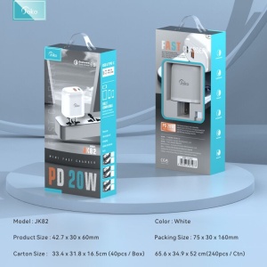 Kucni punjac KONFULON JK82 + PX14 PD 20W, QC 18W, sa kablom USB na Lightning beli - Img 4
