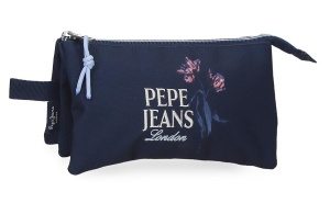 PEPE JEANS LENAY prazna pernica sa 3 pregrade - teget