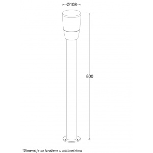 SVETILJKA JM-072 STUBNA 1*E27 IP54 ANTRACIT (h-800 mm) - Img 2