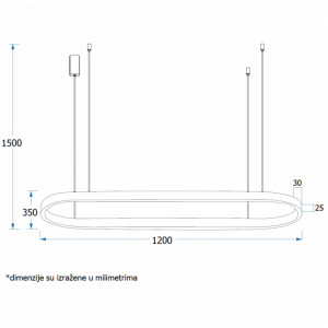 Vesta 519 LED visilica 60W 3000K, bela