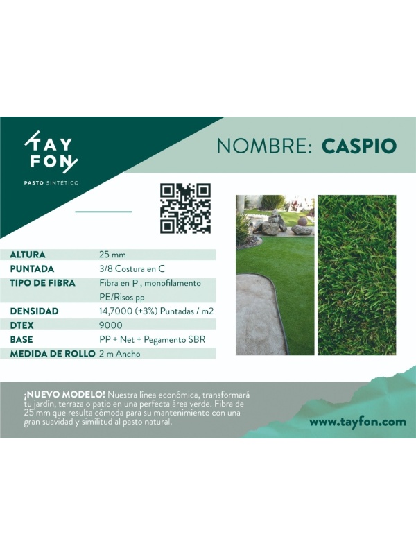 PASTO SINTETICO TAYFON CASPIO 25 MM