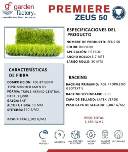 PASTO SINTETICO ZEUS 50 GF