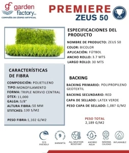 PASTO SINTETICO ZEUS 50 GF