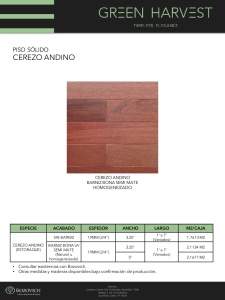 PISO DE MADERA PRETERMINADA CEREZO ANDINO