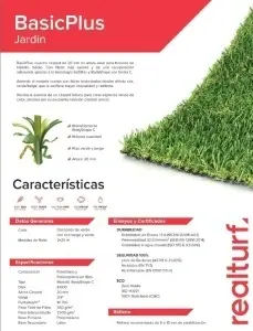 PASTO SINTETICO REAL TURF BASIC PLUS