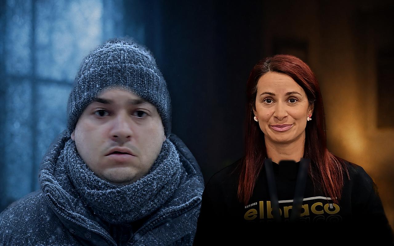 Boža u kapi i šalu pod injem i Milka koja se smeška — filmski plakat Čekam Crni petak