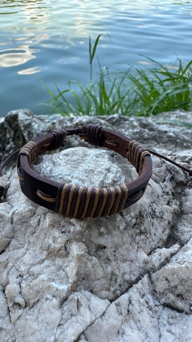 Brățară pentru Bărbați din Piele Artificială cu Design Rustic și Detalii Împletite - Stil Casual Boem