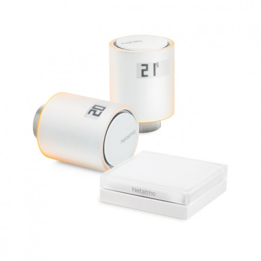 Kit 2 capete termostat + 1 releu inteligent Netatmo NVP-EN Starter Pack, Wi-Fi, Control aplicatie